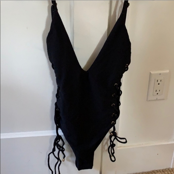 Blue life lace up one piece swimsuit - Picture 5 of 6